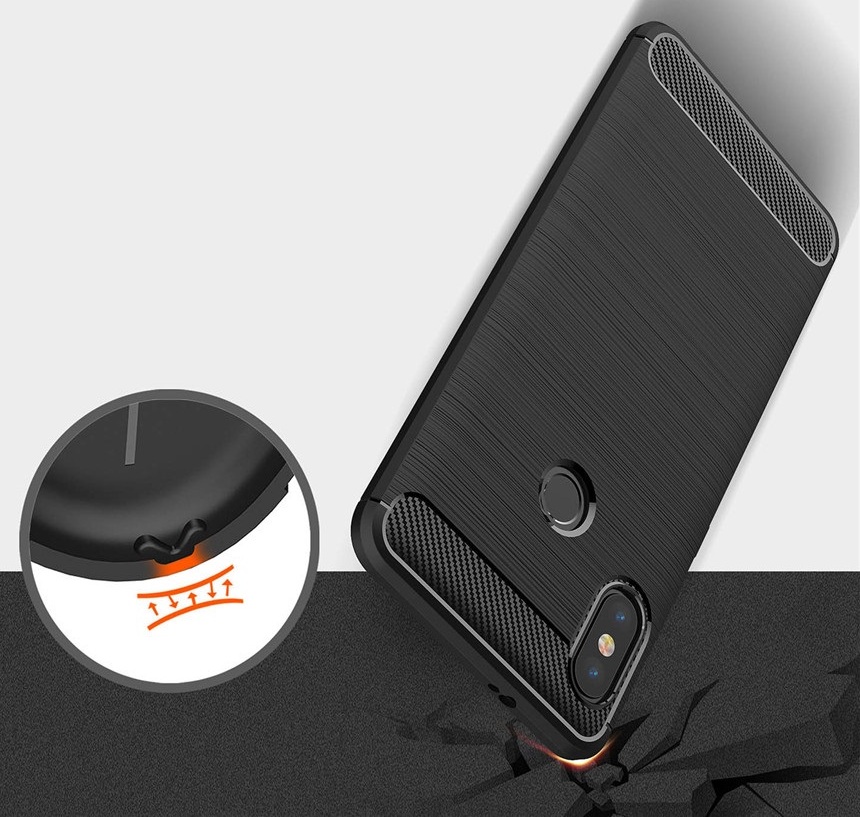 Pokrowiec etui TECH-PROTECT TPU CARBON czarne Xiaomi Redmi S2 / 3