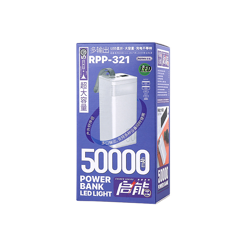 Power bank REMAX 50000mAh RPP-321 Chinen 2xUSB Typ-C22,5W niebieski  APPLE iPhone 14 Pro / 5