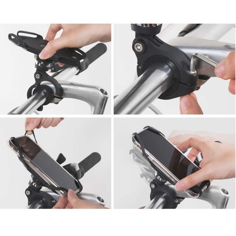 Uchwyt rowerowy uniwersalny do kierownicy Ringke Spider Bike Mount czarny Lenovo Moto E4 Plus / 8