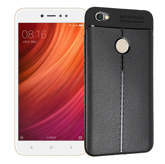Pokrowiec etui imitacja skry Lux Case Skin czarne Xiaomi Redmi Note 5A Prime / 4