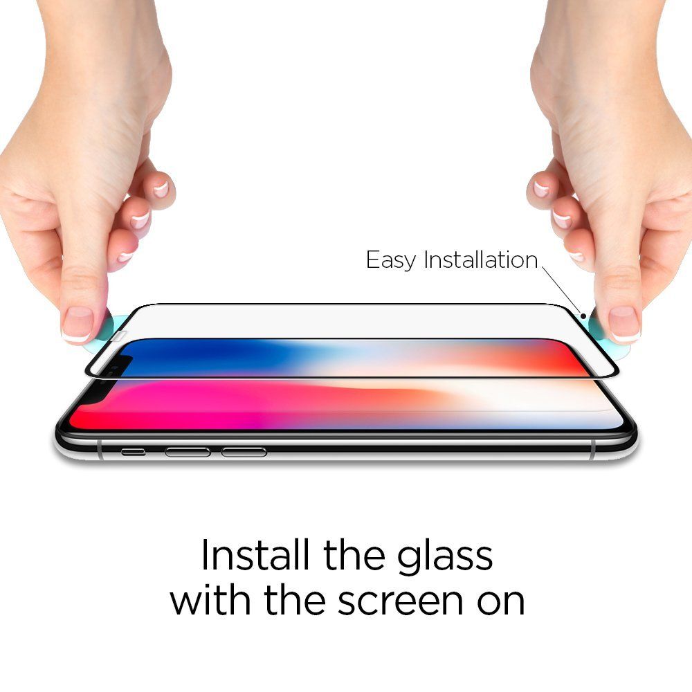 Szko hartowane Spigen Glass FC czarne APPLE iPhone X / 6