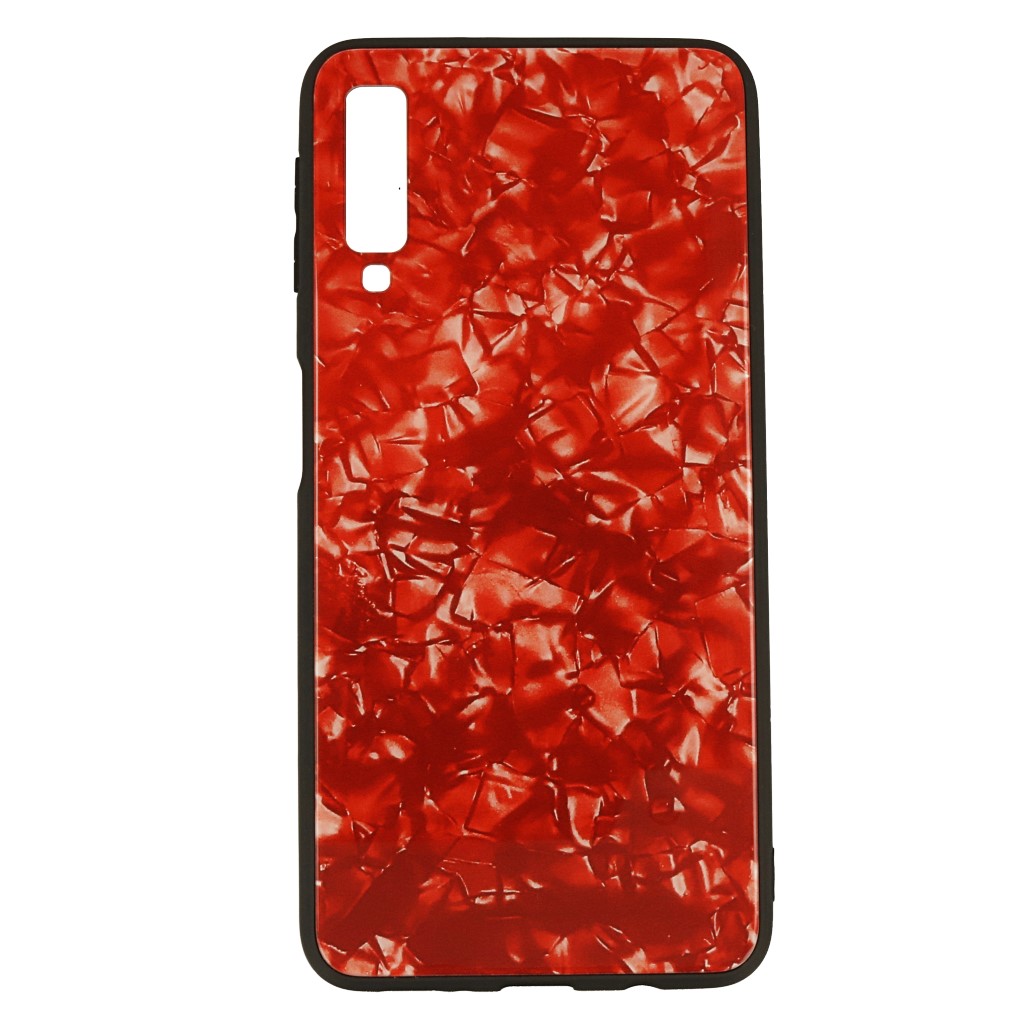 Pokrowiec etui Marble Glass czerwone SAMSUNG Galaxy A7 2018 / 3