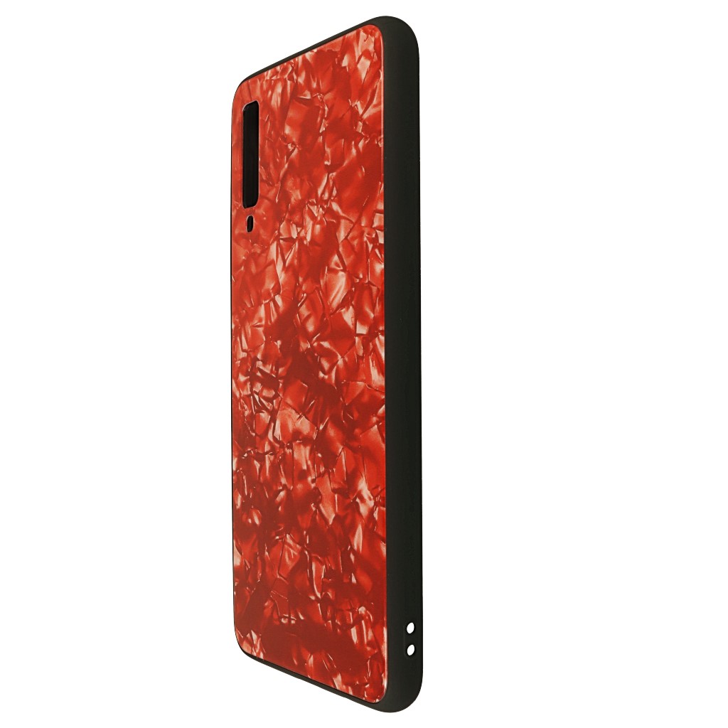 Pokrowiec etui Marble Glass czerwone SAMSUNG Galaxy A7 2018 / 6