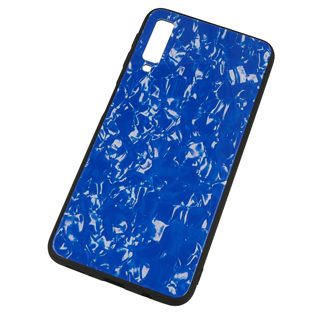 Pokrowiec etui Marble Glass niebieskie SAMSUNG Galaxy A7 2018