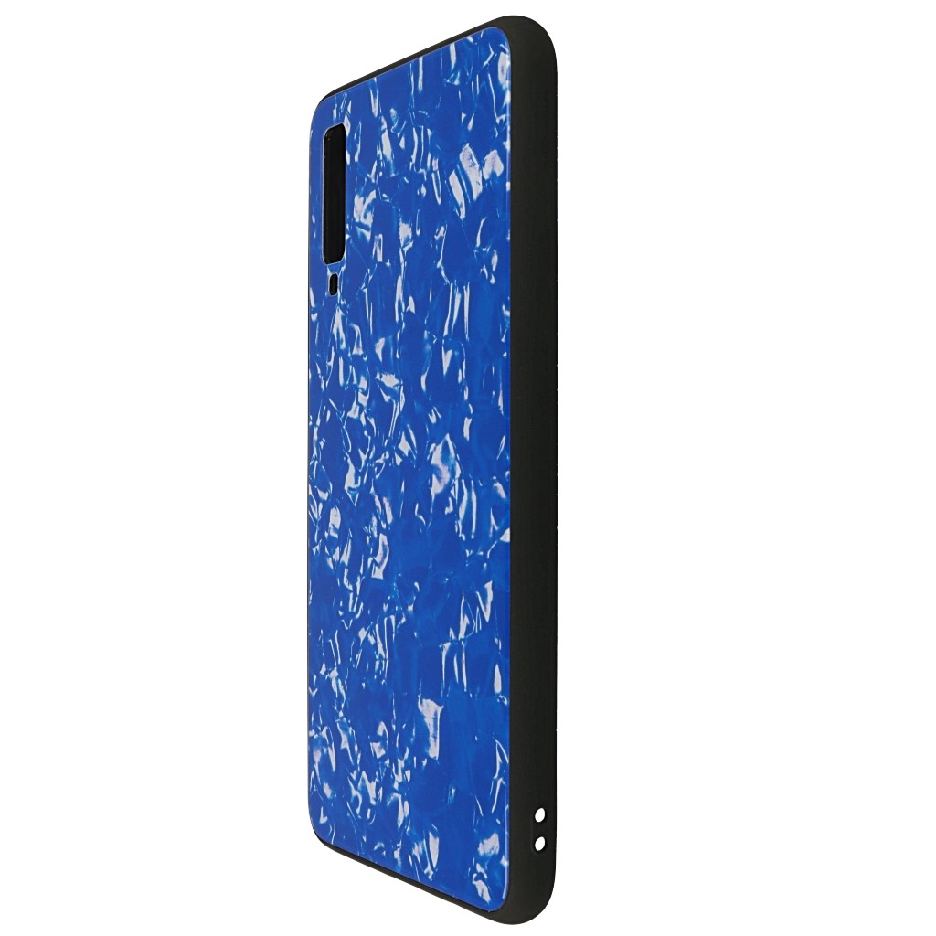 Pokrowiec etui Marble Glass niebieskie SAMSUNG Galaxy A7 2018 / 6