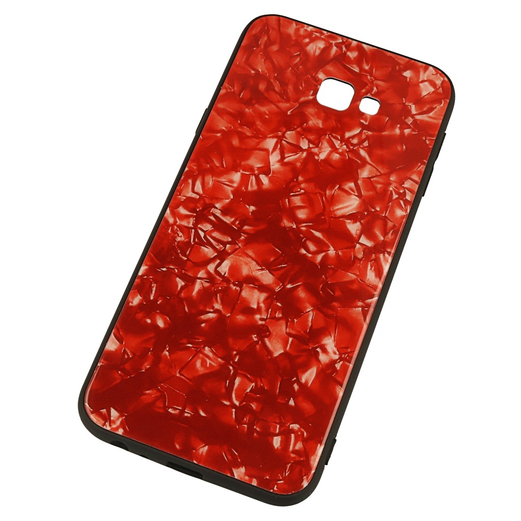 Pokrowiec etui Marble Glass czerwone SAMSUNG Galaxy J4+