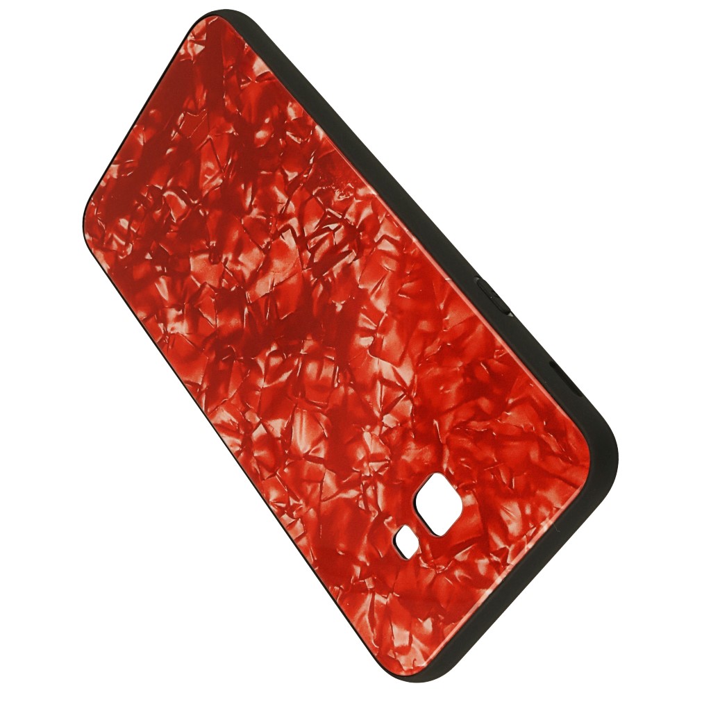 Pokrowiec etui Marble Glass czerwone SAMSUNG Galaxy J4+ / 4