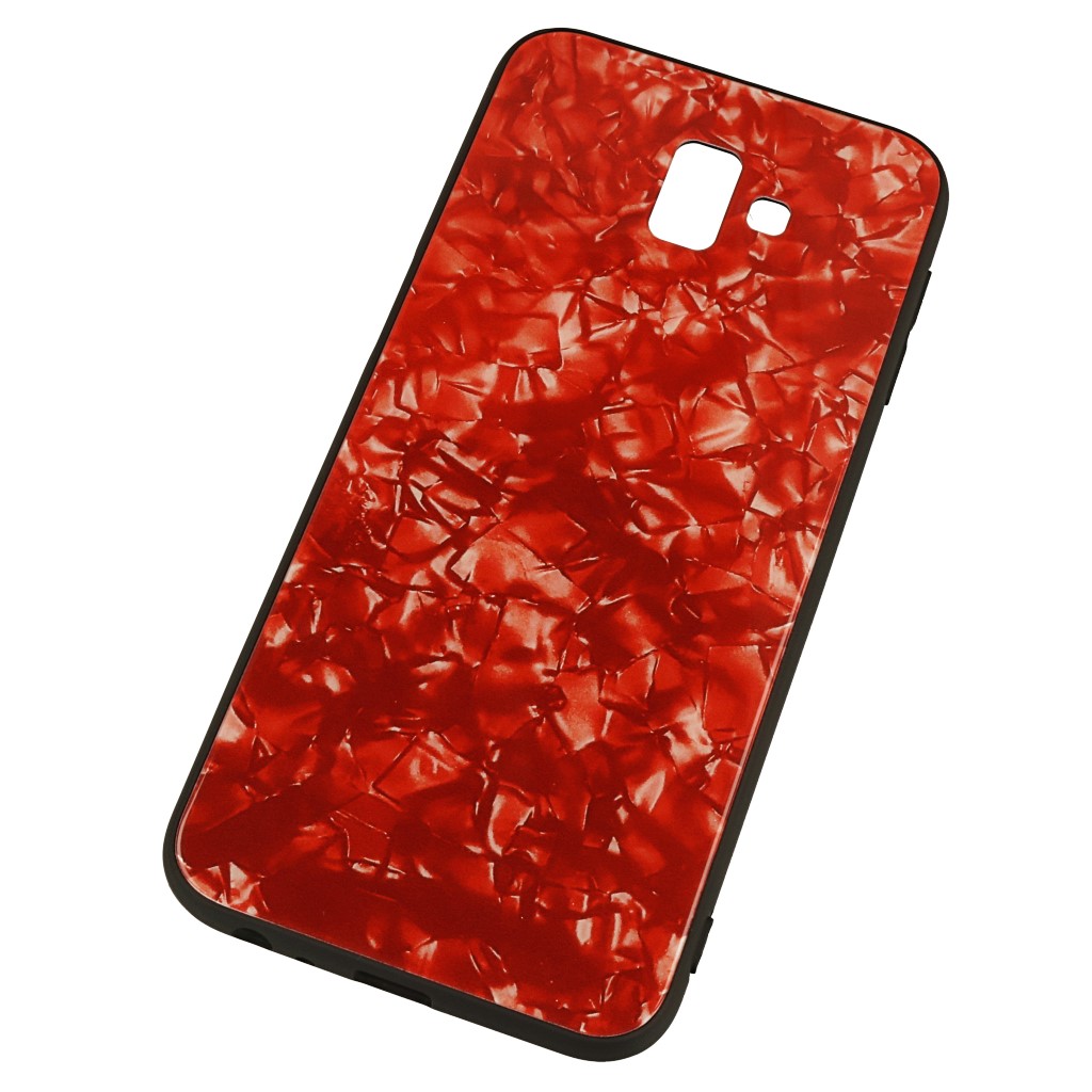 Pokrowiec etui Marble Glass czerwone SAMSUNG Galaxy J6+