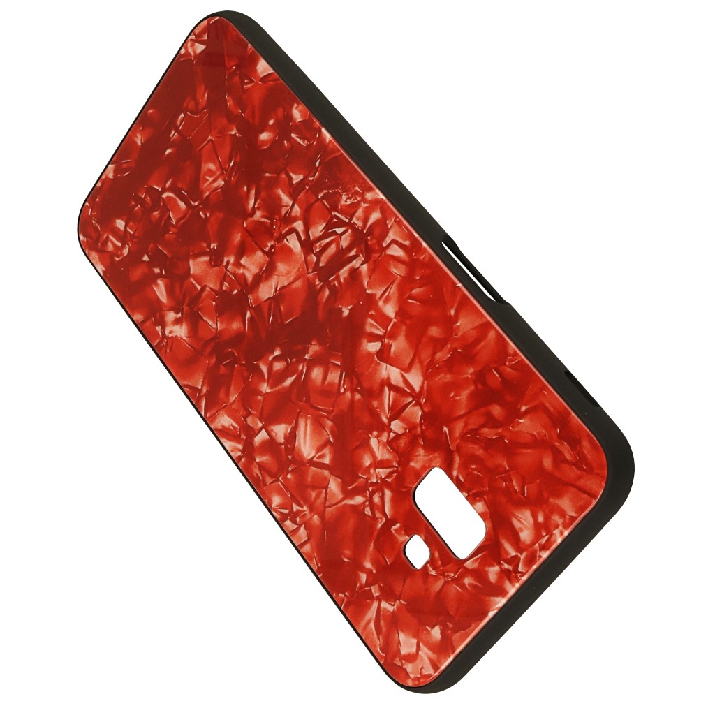Pokrowiec etui Marble Glass czerwone SAMSUNG Galaxy J6+ / 4