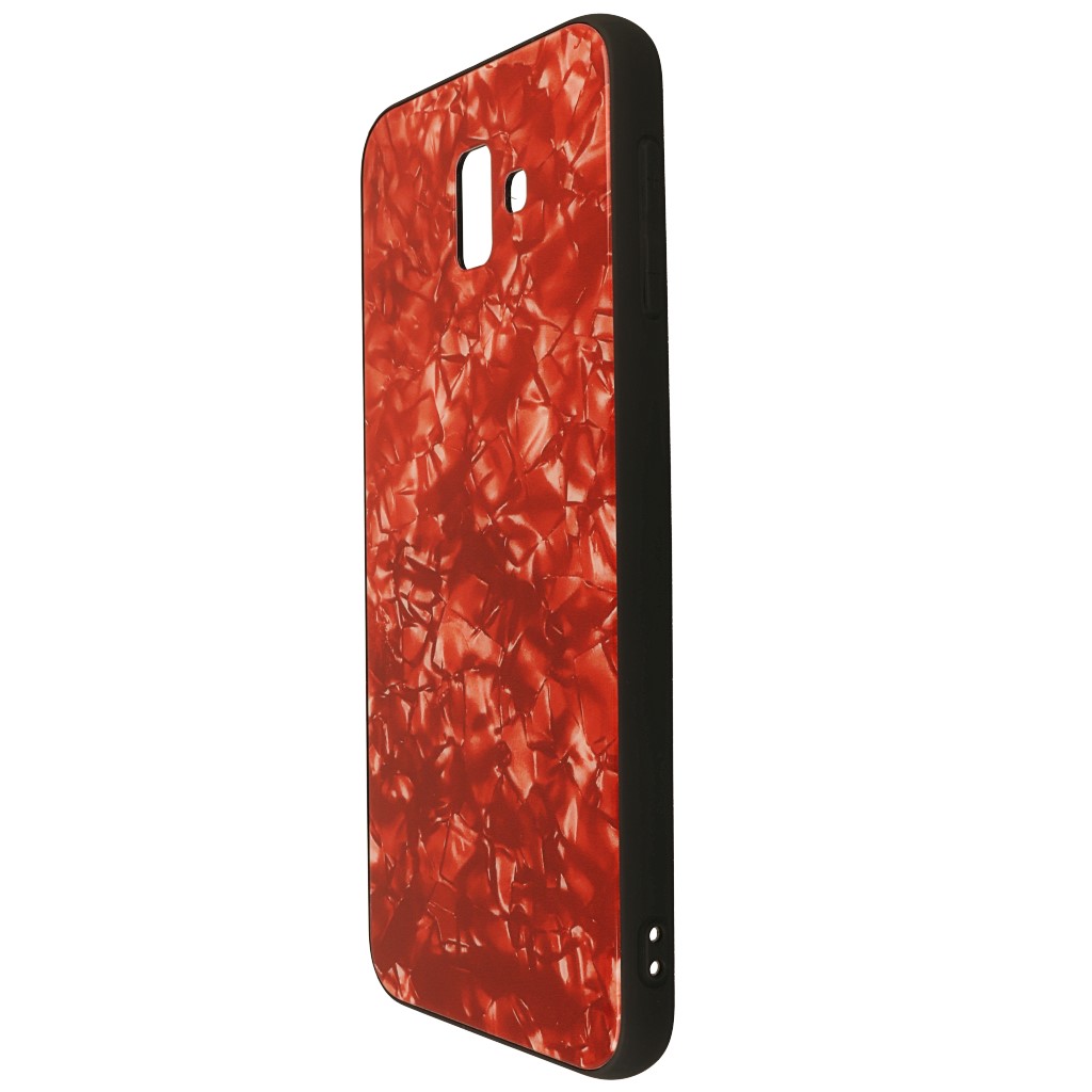 Pokrowiec etui Marble Glass czerwone SAMSUNG Galaxy J6+ / 6