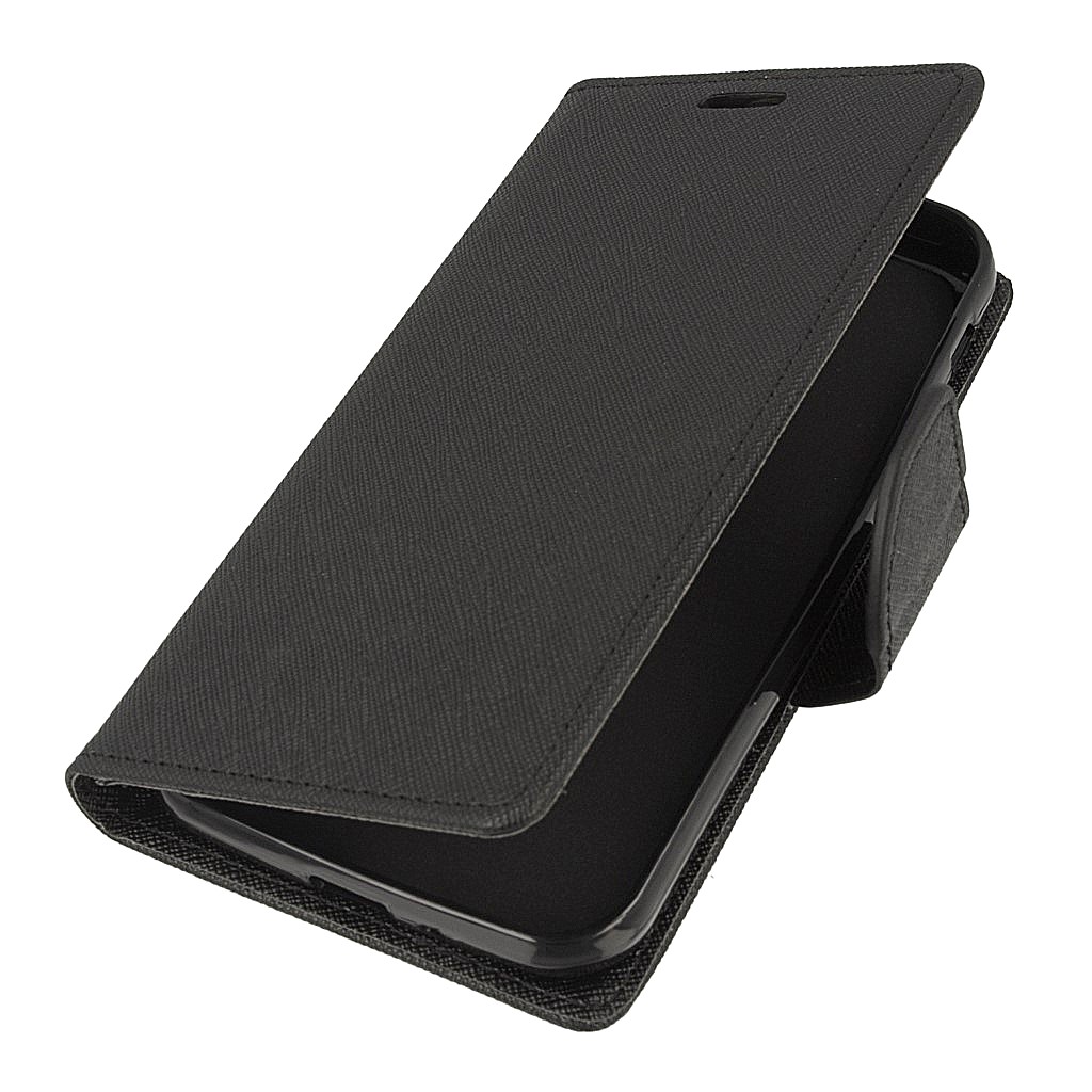 Pokrowiec etui z klapk na magnes Fancy Case czarne SAMSUNG Galaxy Xcover 4s