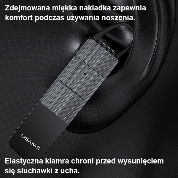 Suchawka bluetooth USAMS douszna 5.0 BT2 czarny Oppo R17 Neo / 5