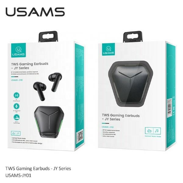 Suchawki USAMS bezprzewodowe Bluetooth 5.0 TWS JY series Gaming czarny Vivo T1 Pro 5G / 4