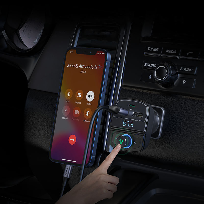 adowarka samochodowa Ugreen Transmiter FM Bluetooth 5.04,8 A CD229 czarny ALCATEL One Touch Go Play / 5