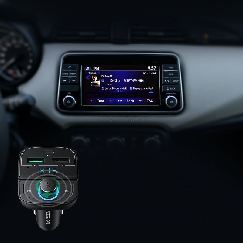 adowarka samochodowa Ugreen Transmiter FM Bluetooth 5.04,8 A CD229 czarny Xiaomi Poco F5 Pro / 7