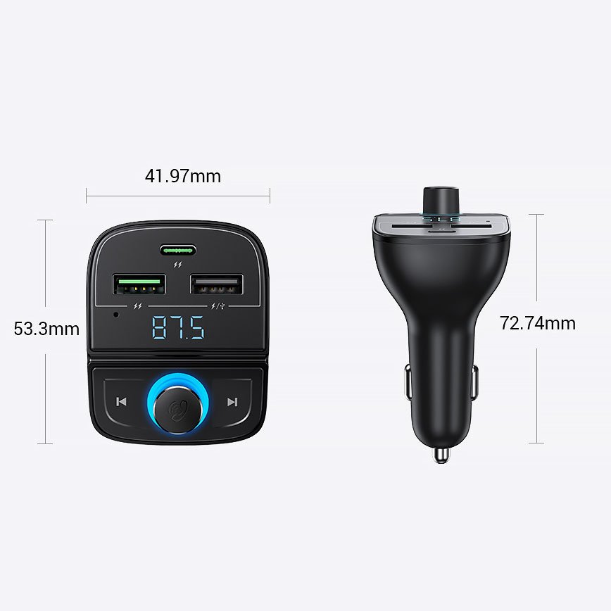 adowarka samochodowa Ugreen Transmiter FM Bluetooth 5.04,8 A CD229 czarny myPhone Hammer Blade 3 / 8