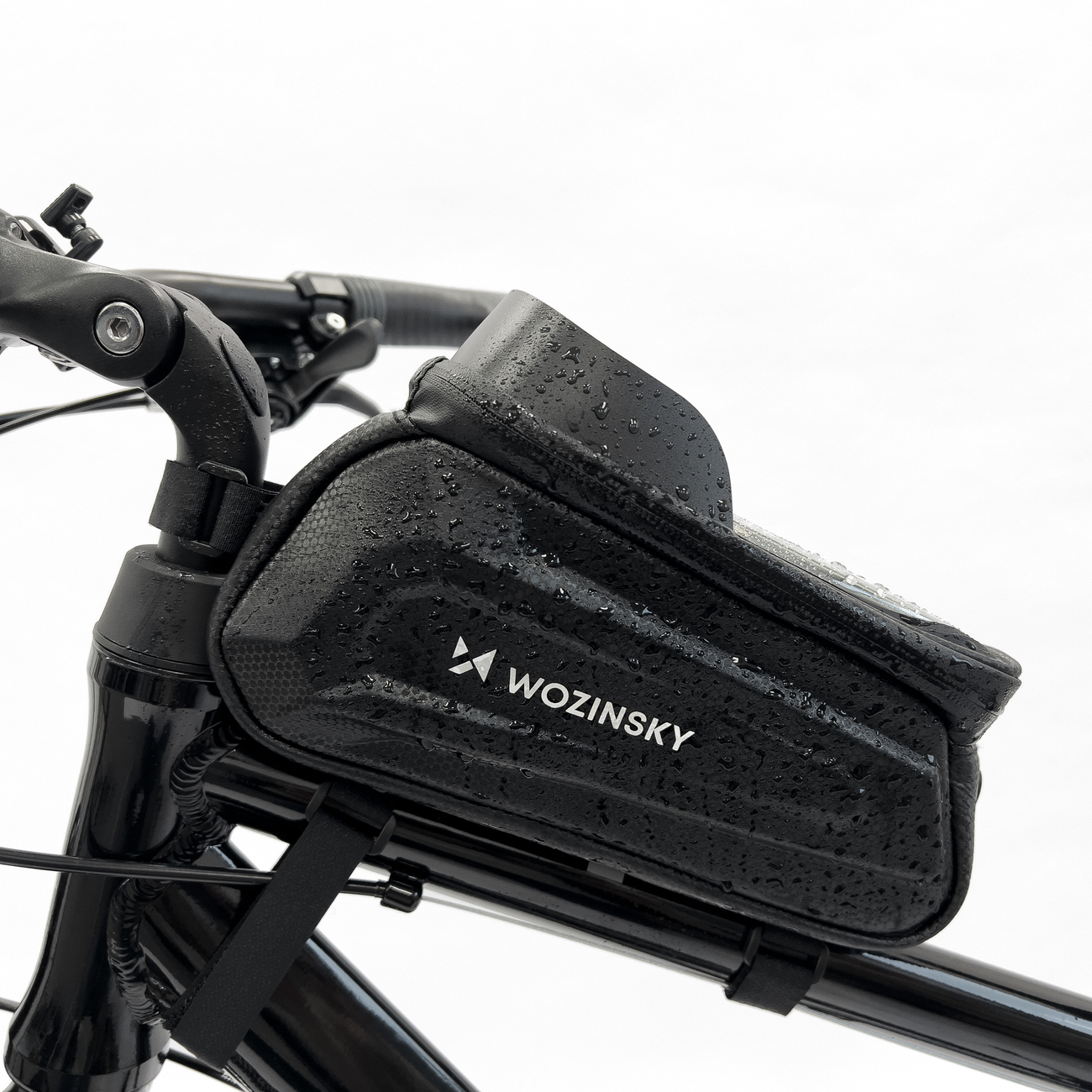 Uchwyt rowerowy Wozinsky wodoodporna torba rowerowa na ram 1,7l WBB28BK czarna ZTE Blade A452 LTE / 6