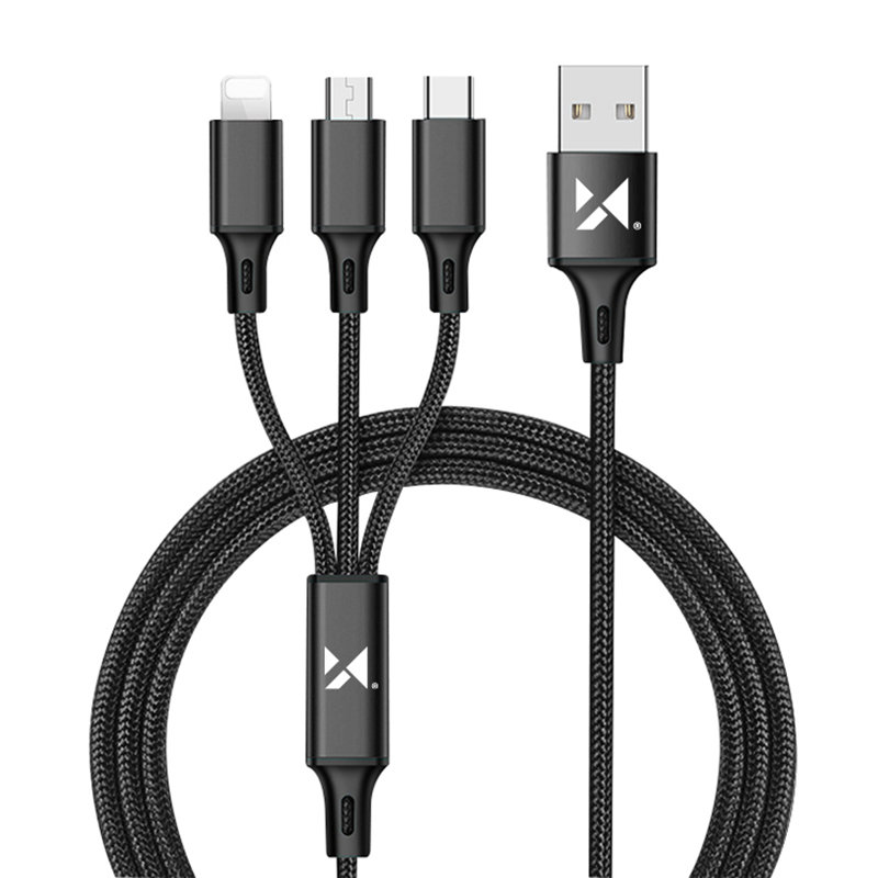 Kabel USB Wozinsky 3w1 2.8A 1.25m Lightning - Typ-C - microUSB Wiko Freddy