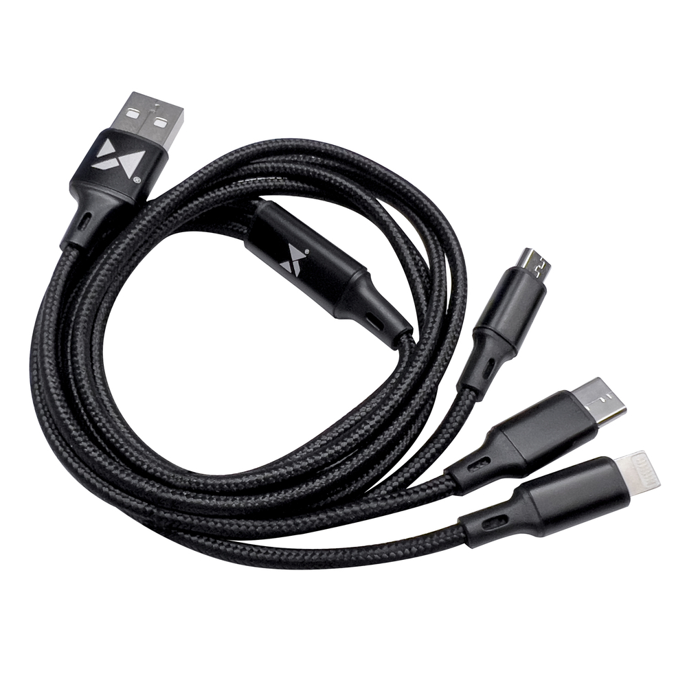 Kabel USB Wozinsky 3w1 2.8A 1.25m Lightning - Typ-C - microUSB myPhone Hammer Active / 2