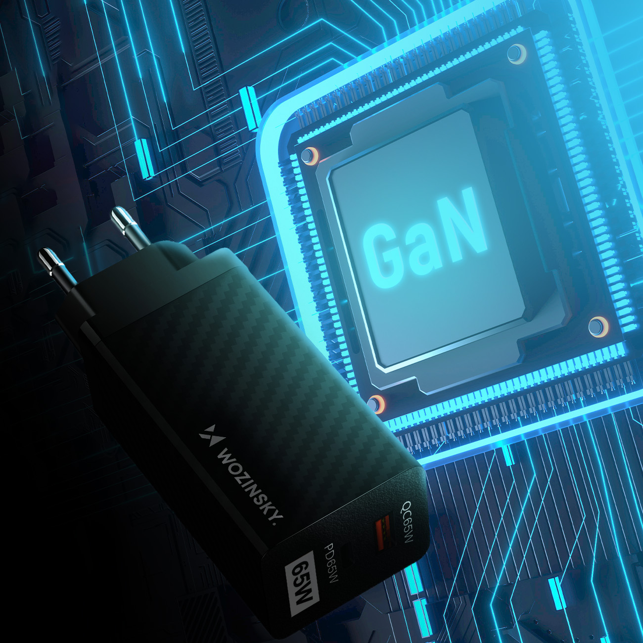 adowarka sieciowa Wozinsky GaN 65W z portami USB i Typ-C WWCG01 czarna SAMSUNG Galaxy S21 Ultra / 4
