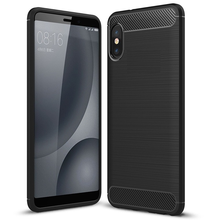 Pokrowiec etui silikonowe pancerne Karbon Case czarne Xiaomi Mi 8 Pro