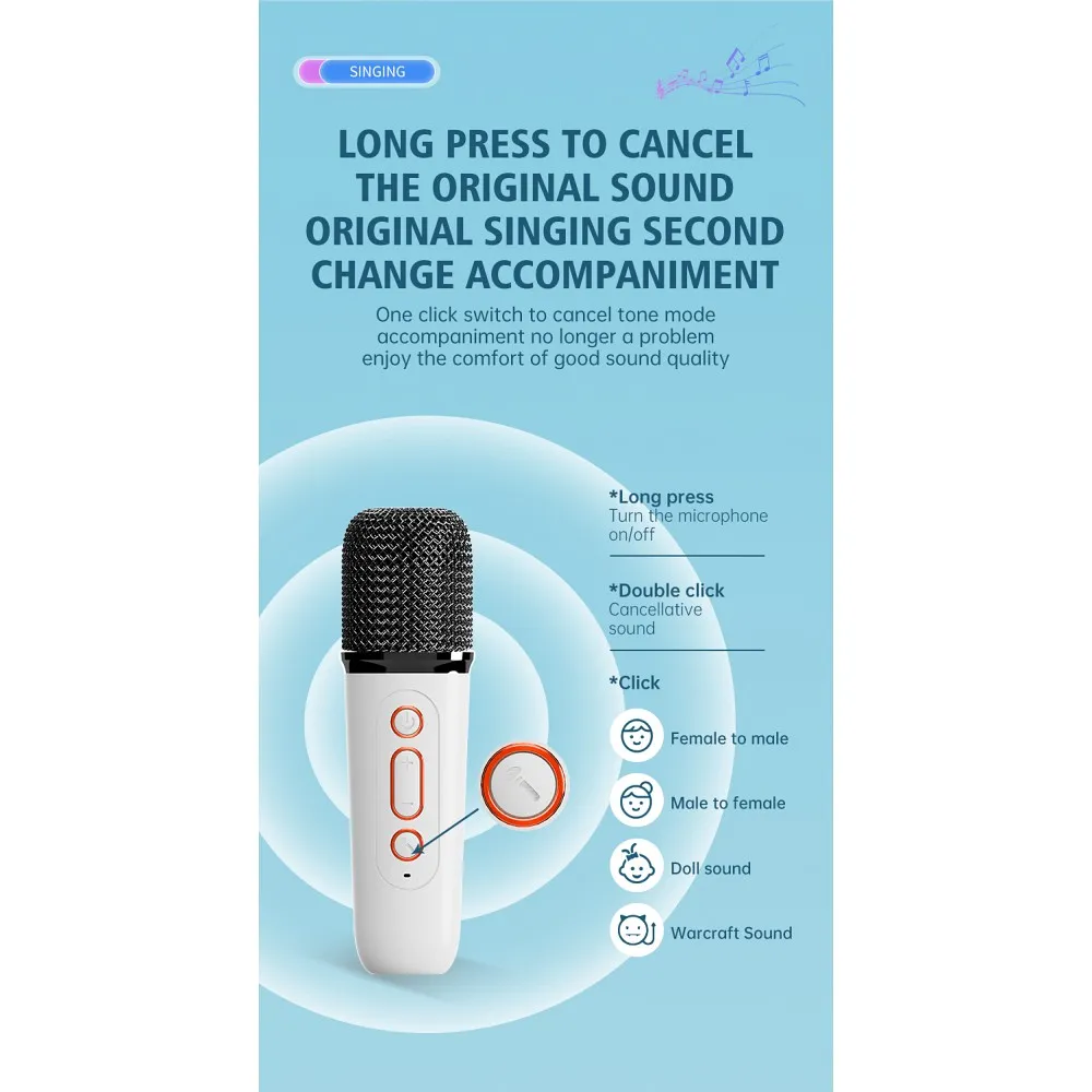 Mikrofon Zestaw karaoke LED Bluetooth Y1 rowy NOKIA C21 Plus / 10