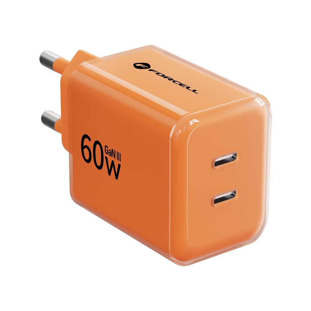 Ładowarka sieciowa Forcell VT-60 F-Energy AVS 60W GaN III Crystal Color 2xUSB-C + kabel 1 m pomarańczowa SAMSUNG Galaxy S23 / 4 Ładowarka sieciowa Forcell VT-60 F-Energy AVS 60W GaN III Crystal Color 2xUSB-C + kabel 1 m pomarańczowa SAMSUNG Galaxy S23 / 4