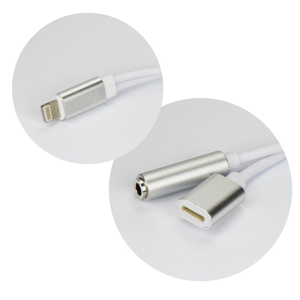 Adapter Kabel Adapter 2w1 Jack-Iphone srebrny APPLE iPhone 12 Mini / 2