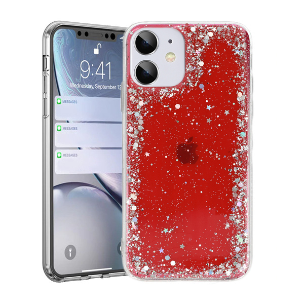 Pokrowiec silikonowe etui z brokatem Brilliant czerwone APPLE iPhone 12