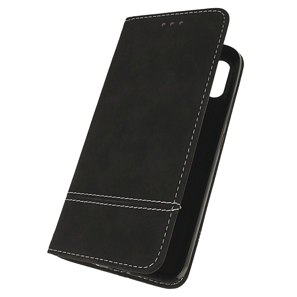 Pokrowiec etui z kieszonk na karty Suede Book czarne APPLE iPhone 12 Mini
