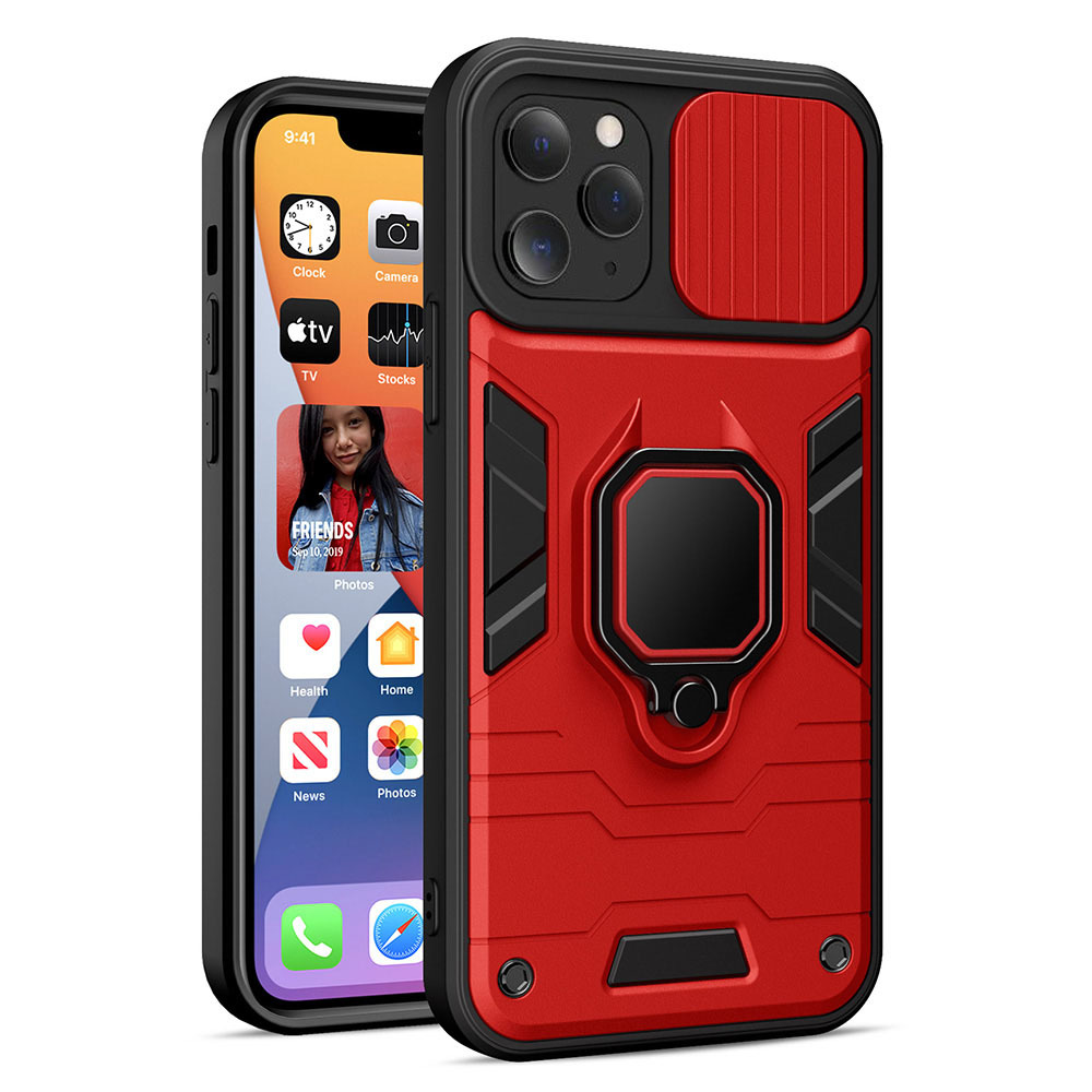 Pokrowiec etui pancerne Ring Lens Case czerwone APPLE iPhone 14 Pro
