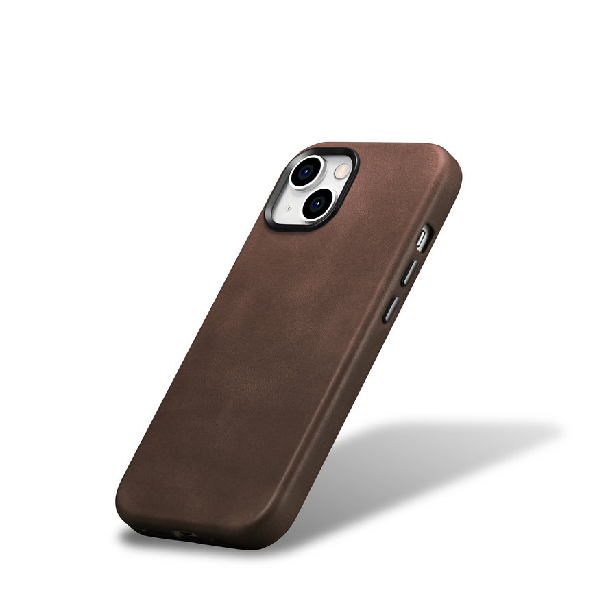 Pokrowiec etui skrzane iCarer Oil Wax Premium Leather Case brzowe APPLE iPhone 15 Plus / 4