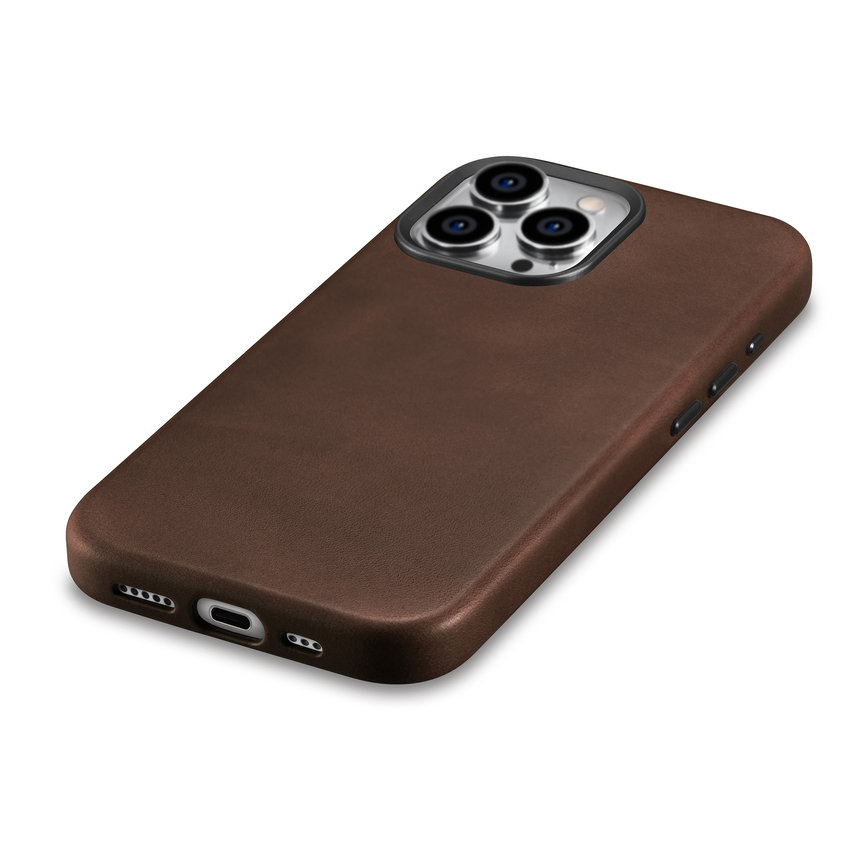 Pokrowiec etui skrzane iCarer Oil Wax Premium Leather Case brzowe APPLE iPhone 15 / 5