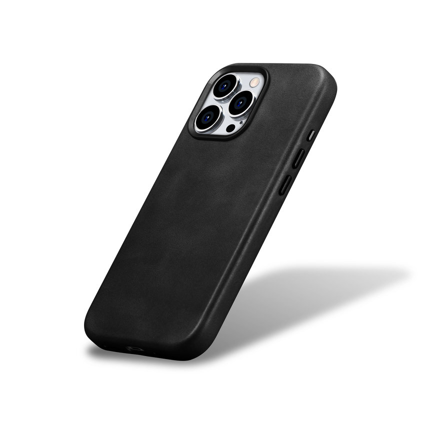 Pokrowiec etui skrzane iCarer Oil Wax Premium Leather Case czarne APPLE iPhone 15 Pro Max / 4