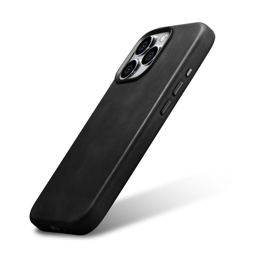 Pokrowiec etui skrzane iCarer Oil Wax Premium Leather Case czarne APPLE iPhone 15 Pro Max / 5