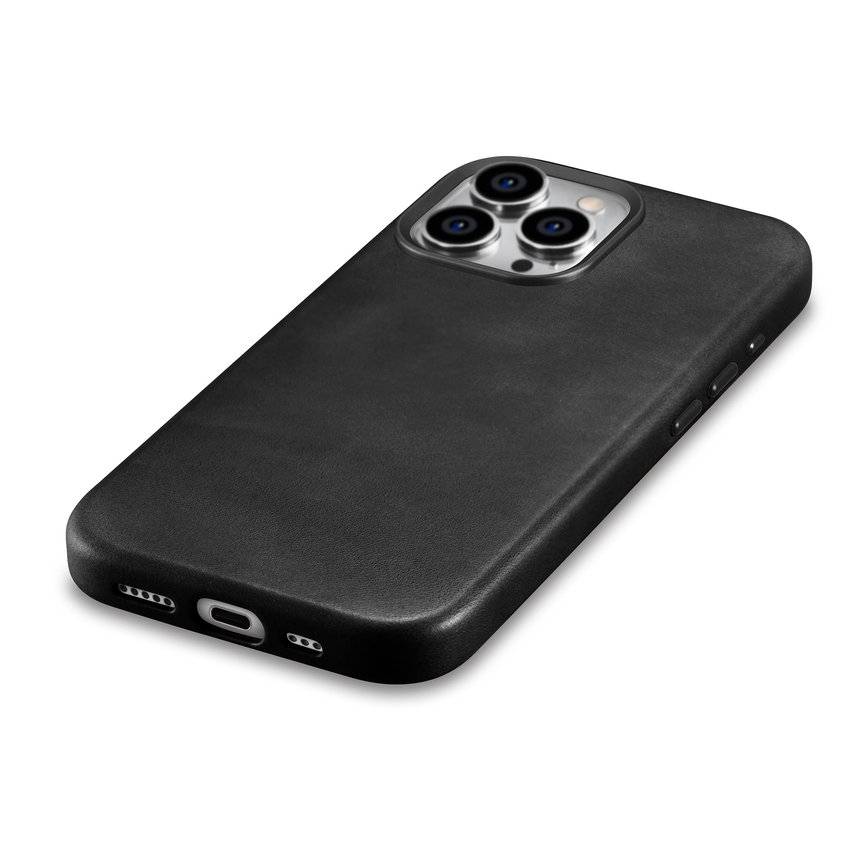 Pokrowiec etui skrzane iCarer Oil Wax Premium Leather Case czarne APPLE iPhone 15 Pro Max / 6