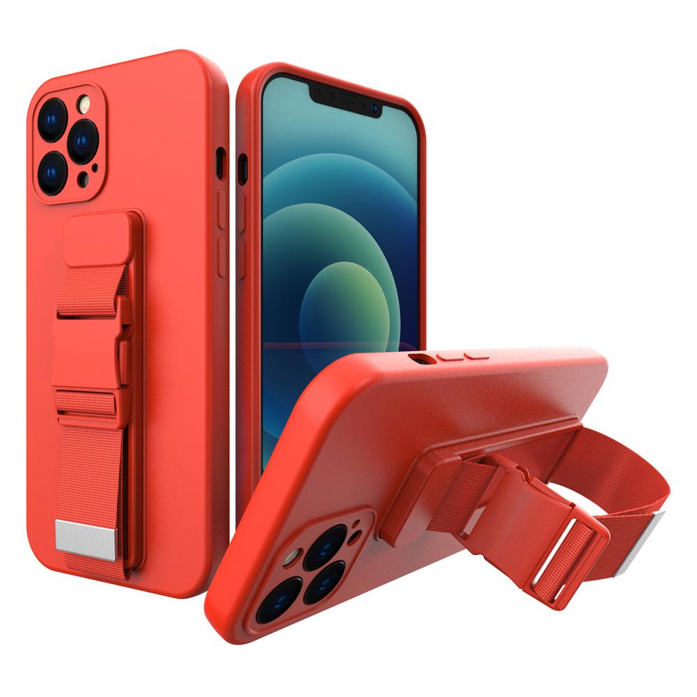Pokrowiec etui elowe Rope Case ze smycz czerwone APPLE iPhone SE 2022