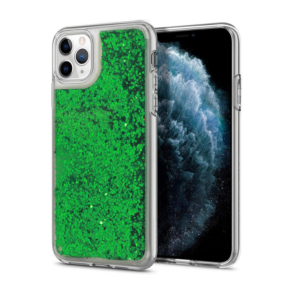 Pokrowiec etui z pynem Liquid Dynamic z brokatem zielone APPLE iPhone SE 2022