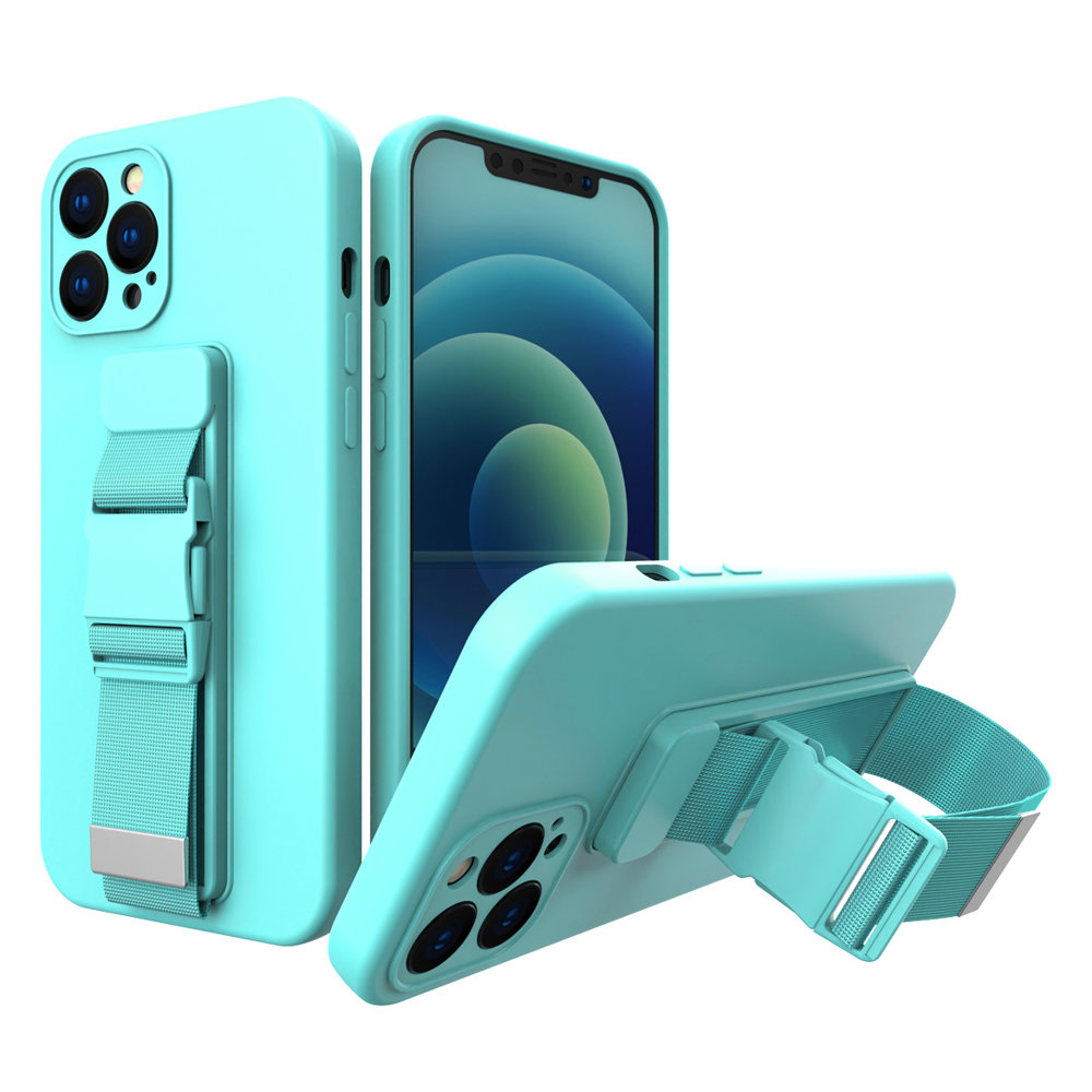 Pokrowiec etui elowe Rope Case ze smycz jasnoniebieskie APPLE iPhone SE 2022