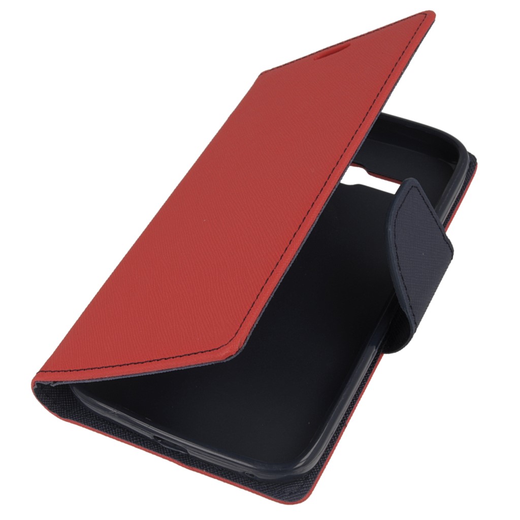 Pokrowiec etui z klapk na magnes Fancy Case czerwono-granatowe ALCATEL One Touch Pop C9