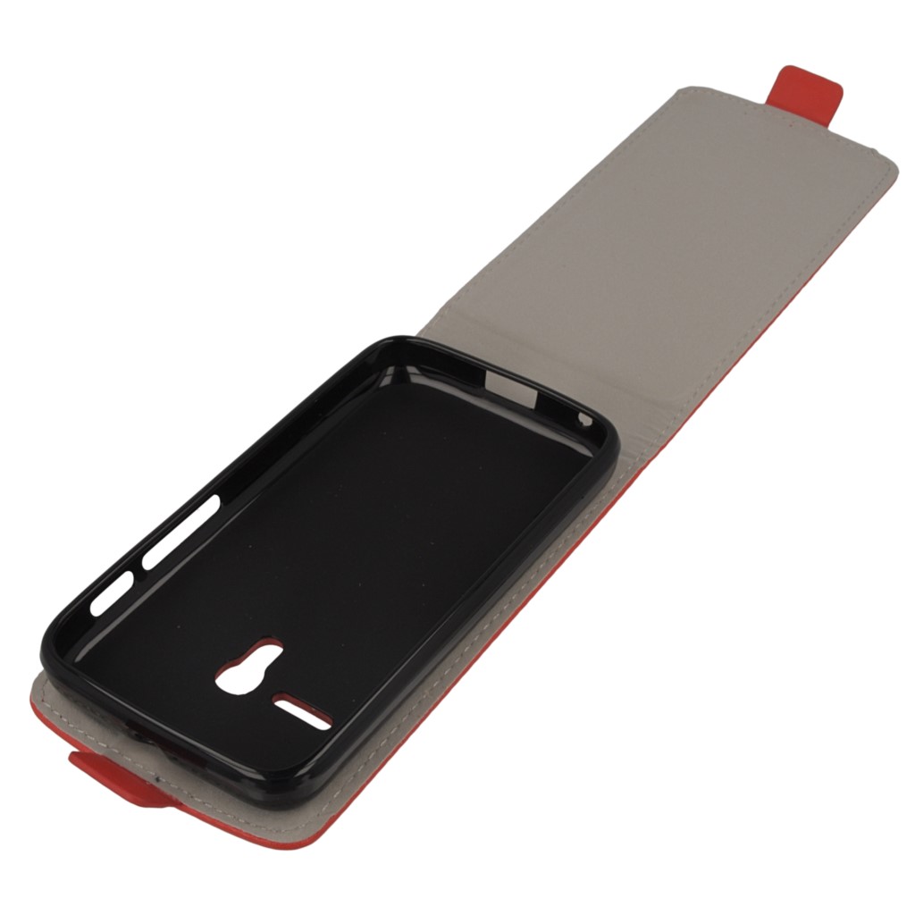 Pokrowiec z klapk na magnes Prestige Slim Flexi czerwony ALCATEL One Touch Pixi 3 4.0 cala / 9