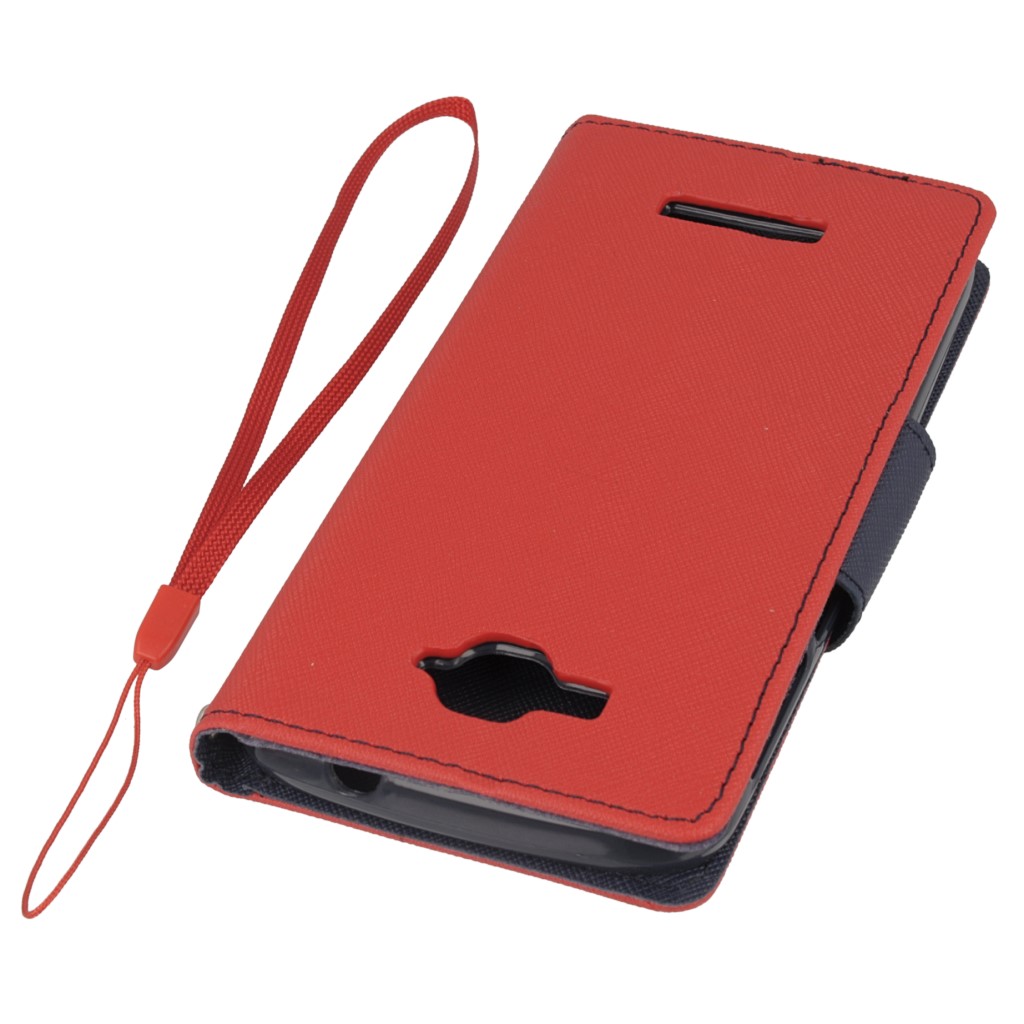 Pokrowiec etui z klapk na magnes Fancy Case czerwono-granatowe ALCATEL One Touch Pop C7 / 5