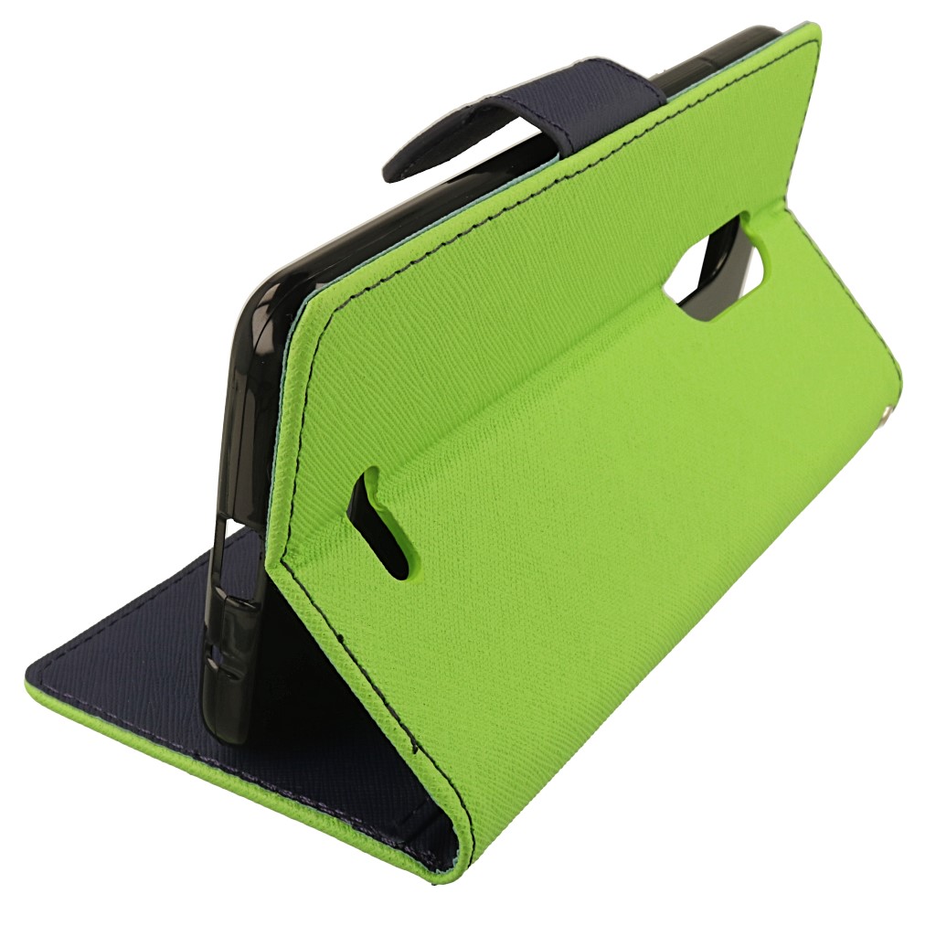 Pokrowiec etui z klapk� na magnes Fancy Case limonkowo-granatowe ALCATEL 3C / 3