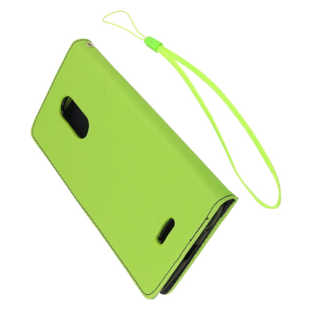 Pokrowiec etui z klapk� na magnes Fancy Case limonkowo-granatowe ALCATEL 3C / 5