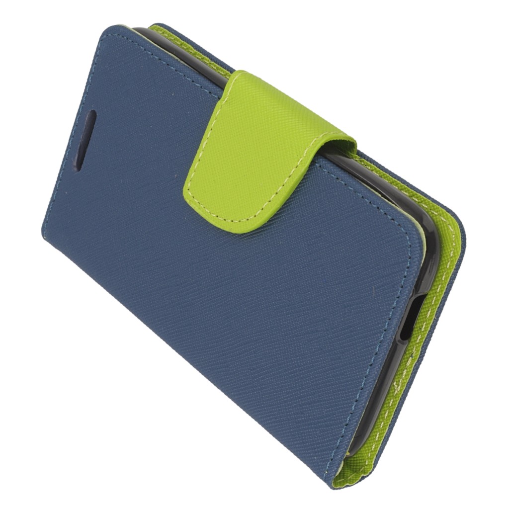 Pokrowiec etui z klapk na magnes Fancy Case granatowo-limonkowe ALCATEL OneTouch Pixi 4 4 cale / 5