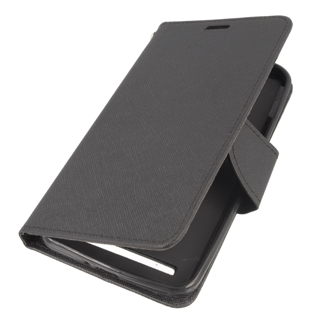Pokrowiec etui z klapk na magnes Fancy Case czarne ASUS Zenfone Go ZB500KL
