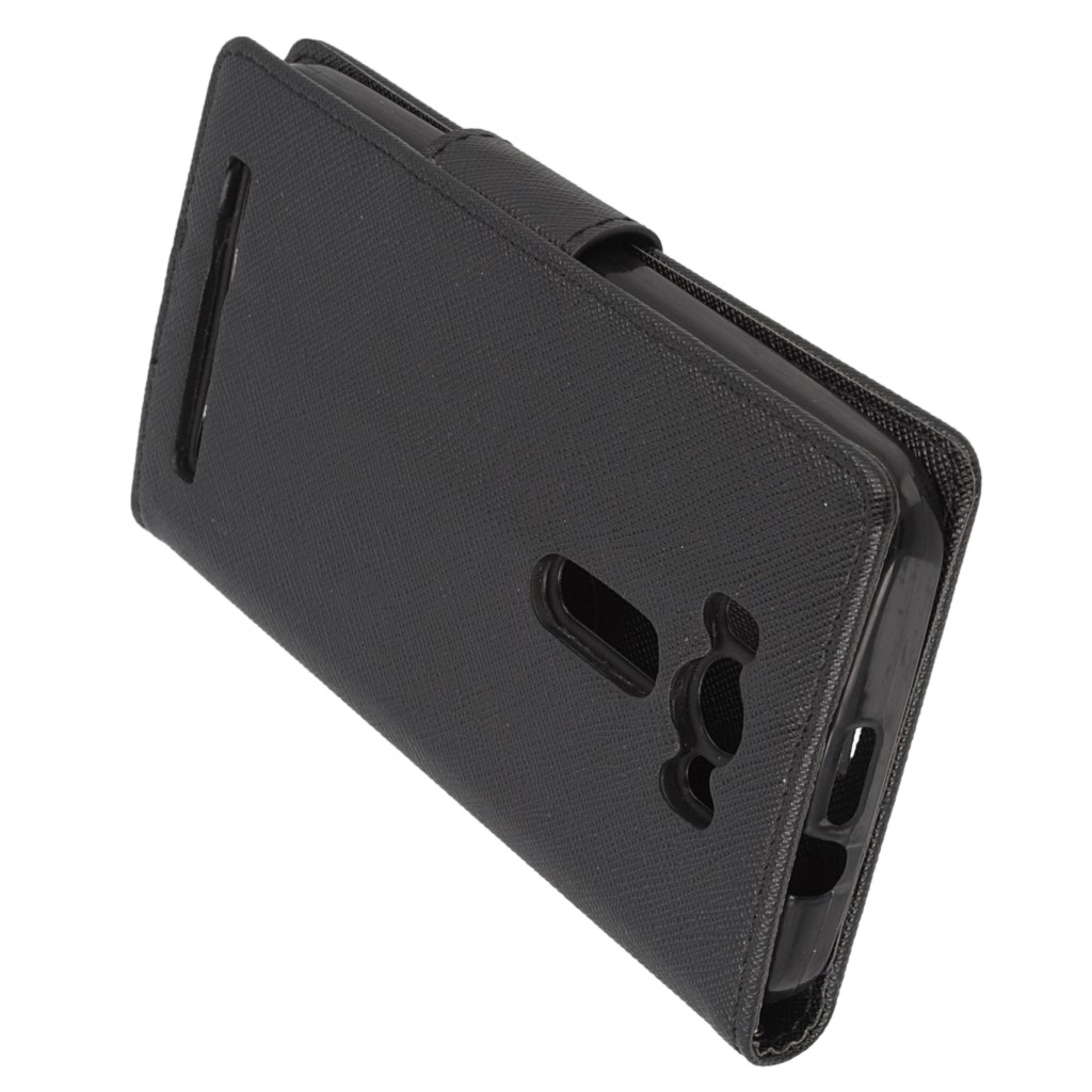 Pokrowiec etui z klapk na magnes Fancy Case czarne ASUS ZenFone 2 Laser 5.0 / 5