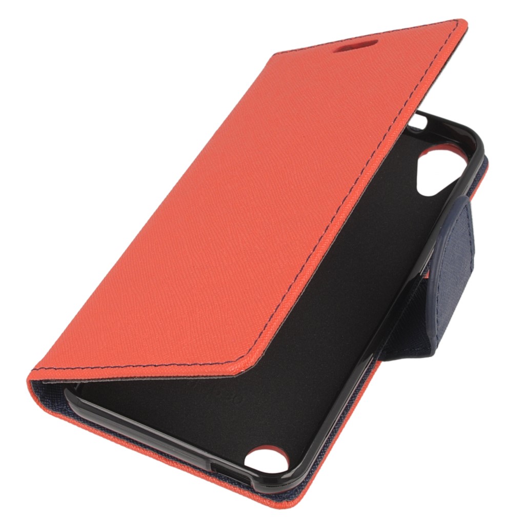 Pokrowiec etui z klapk na magnes Fancy Case czerwono-granatowe HTC Desire 530