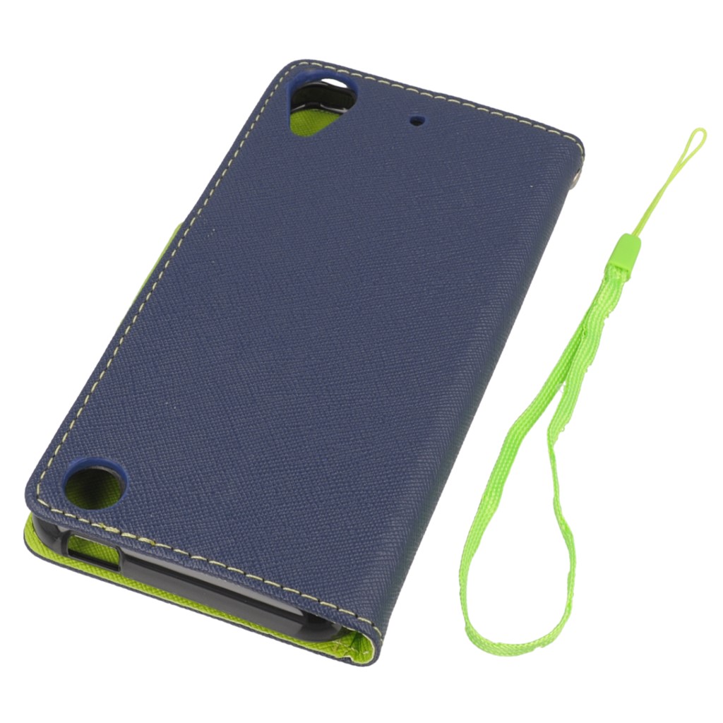 Pokrowiec etui z klapk na magnes Fancy Case granatowo-limonkowe HTC Desire 530 / 4