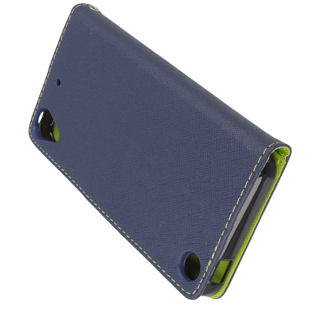 Pokrowiec etui z klapk na magnes Fancy Case granatowo-limonkowe HTC Desire 530 / 5